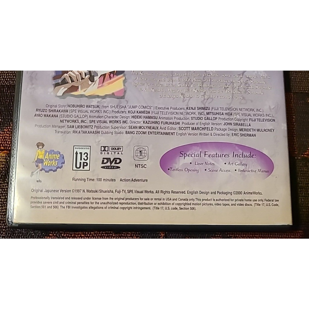 Rurouni Kenshin Wandering Samurai : The Legendary Swordsman (DVD, 2000) - Picture 3 of 4